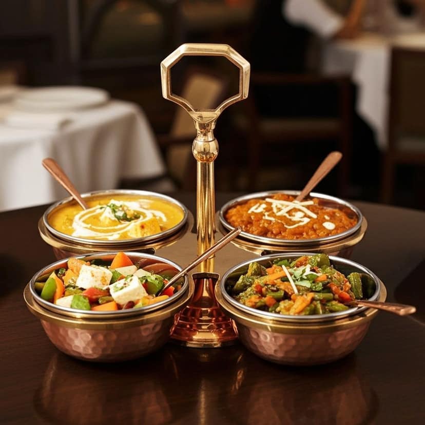 Copper Steel Brass Pickel Achar Holder Bowl With Spoon (BCMAS139 D)