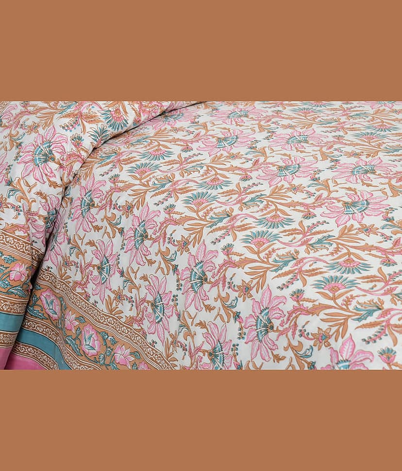 CLOTHORO Cotton 1 Double King Bedsheet with 2 Pillow Covers ( Multicolor ) view 2