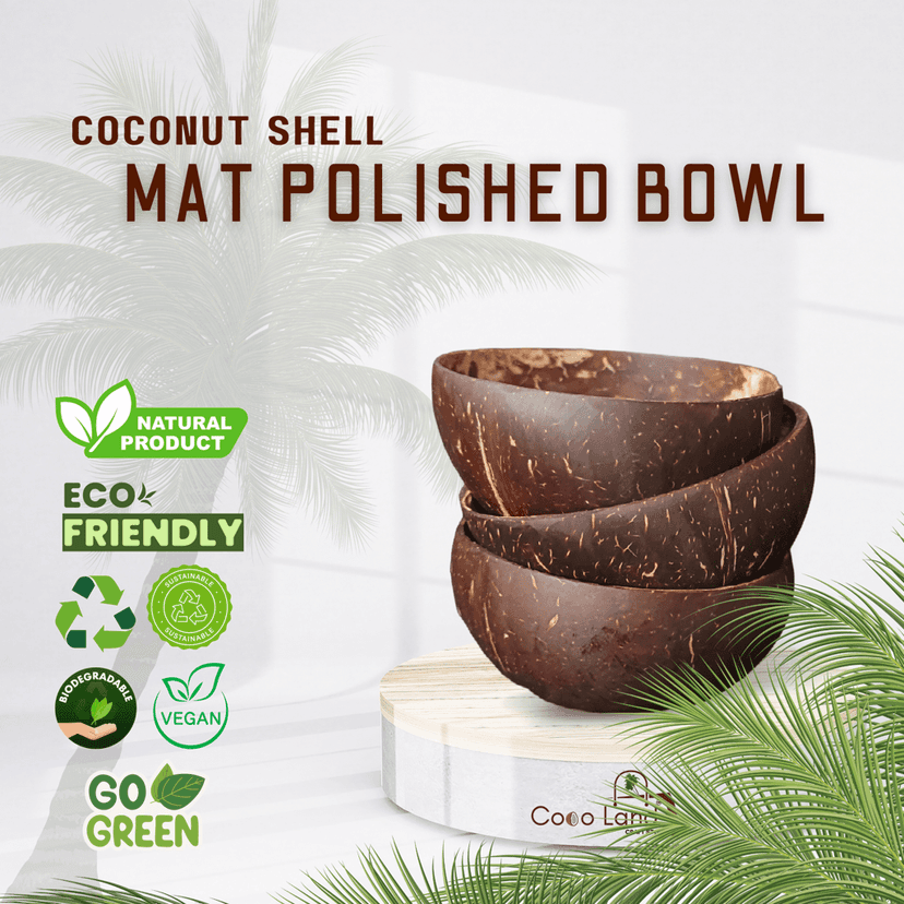 Coco Land Coconut Shell Matte Polished Bowl S-M-L 100-150-250 ml Decorative Bowl/ Candle Making Bowl /Showpieces /Handicraft/Candle Holder /Salad Bowl/Smoothie Bowl view 2