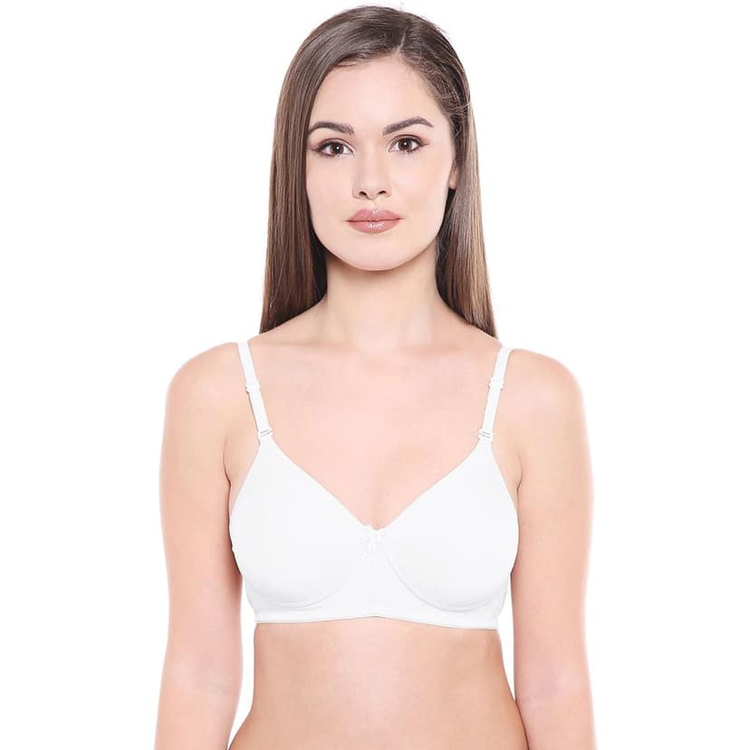 Bodycare Women Cotton Spandex Full Coverage Lightly Padded Regular Bra 6588-White