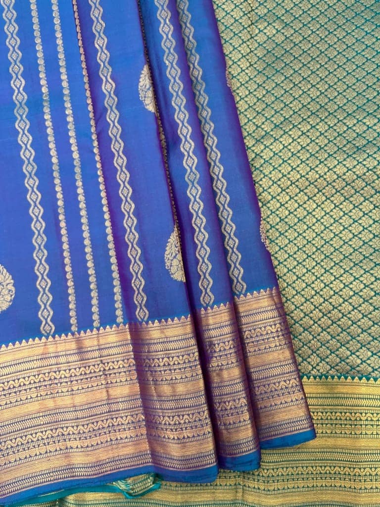 Blue Color Zari Woven Pure Kanjivaram Silk Saree view 2