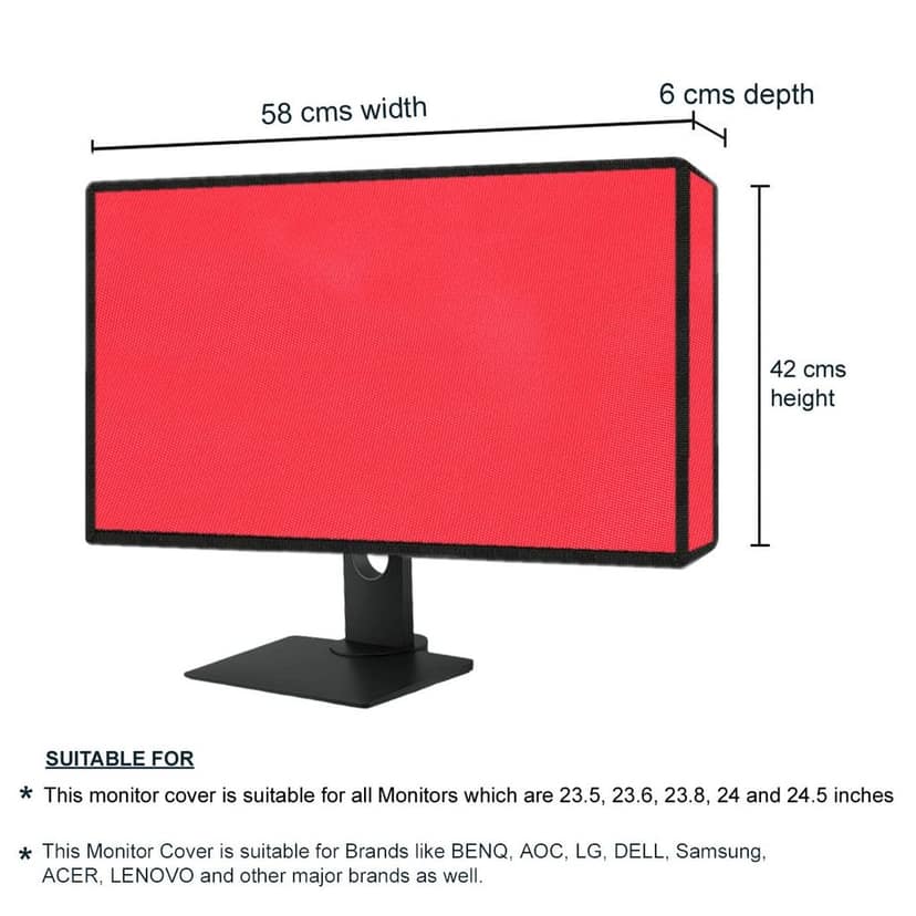 PalaP Super Premium Dust Proof Monitor Cover for ASUS 24.5 inches Monitor (RED) view 3