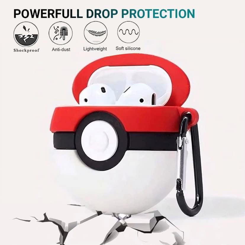 LIRAMARK Cute Cartoon Design Case Cover for Airpods Pro 2 Case (2023/2022), Designer AirPods Pro 2nd Generation Cover (Pokemaon Ball) view 3