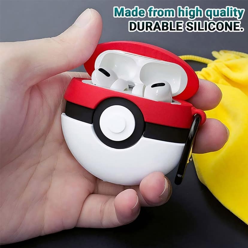 LIRAMARK Cute Cartoon Design Case Cover for Airpods Pro 2 Case (2023/2022), Designer AirPods Pro 2nd Generation Cover (Pokemaon Ball) view 4