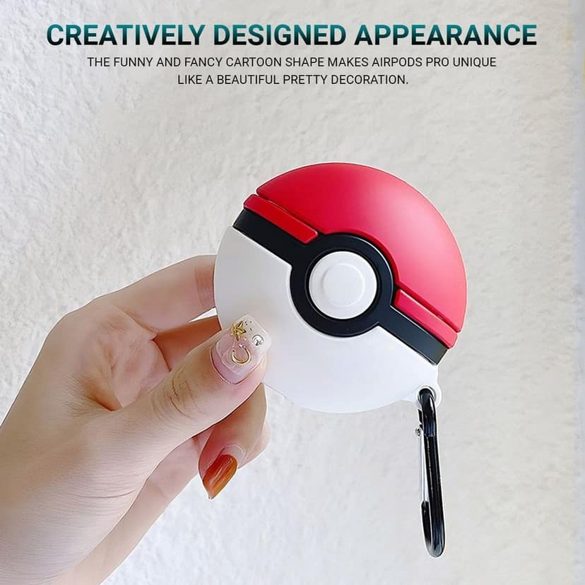 LIRAMARK Cute Cartoon Design Case Cover for Airpods Pro 2 Case (2023/2022), Designer AirPods Pro 2nd Generation Cover (Pokemaon Ball) view 5