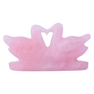 Precious Stone Rose Quartz Crystal Pair of Kissing Swans for Lovebirds for Couple Relationship, Feng Shui and Vastu(KI_079) by Krishna Impex