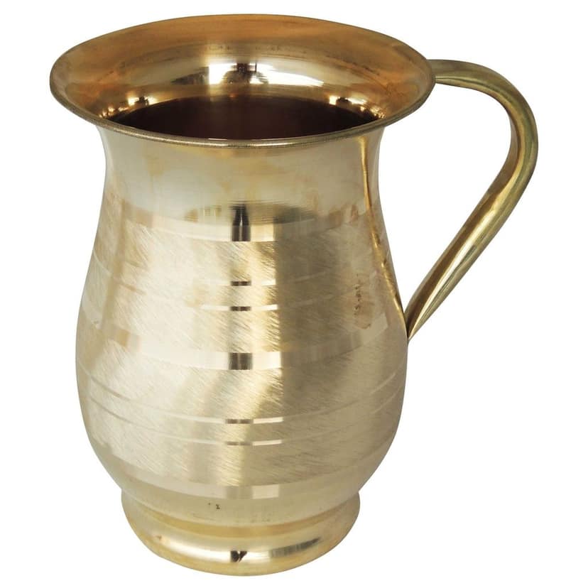 Brass Matki?Shape Water Jug ? 1.5 Liter | Traditional Home Pitcher, Height : 7.4 Inch (ZMAS195 C) view 3