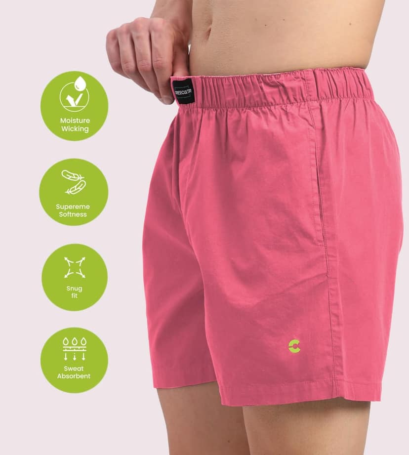 Freecultr Regular Fit Ultralight All Day Boxer Shorts for Men | 100% Cotton Fabric, Dual Deep Side Pocket, Microfibre Waistband Pack of 1-Malibu Peach view 6