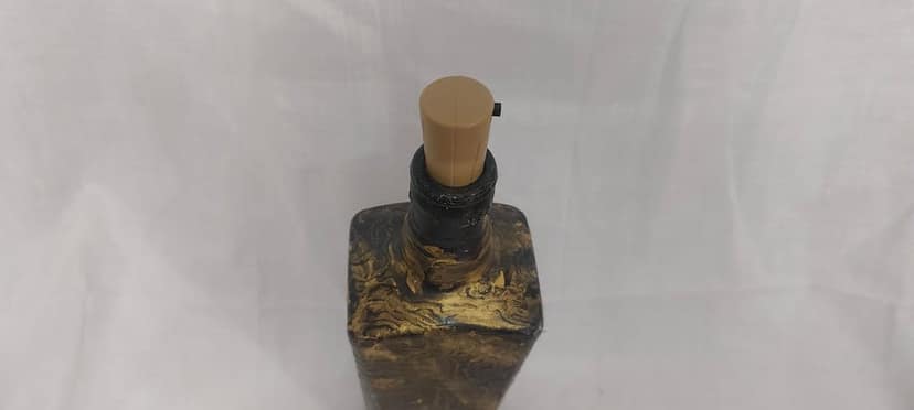 Unique Hand Painted Glass Bottle with Golden Lotus Flower Design view 2