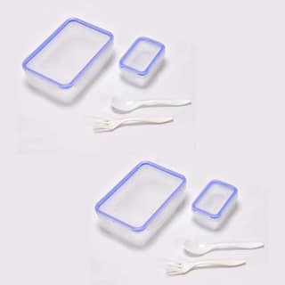 UNMEE Plastic Lunch Box 4 Side Lock Small Square Container Set of 2 Ideal for Office|School | College|Picnic|Boys| Girls| Men| Leak Proof|Multipurpose| Gifting|Special Occasion