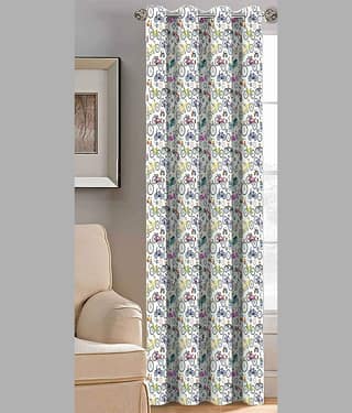 BELLA TRUE Printed Semi-Transparent Curtain 5 ft Pack of 1 White