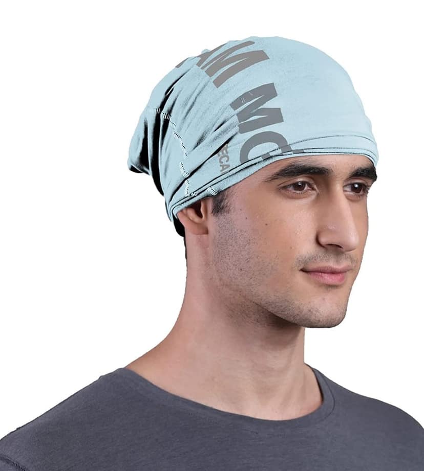 FREECULTR Unisex Bamboo Bandana, Anti Microbial Super Soft & Comfort Fit, Breathable Multipurpose Headband - Printed Pack of 3-Black,Chalk Blue,Pastle Peach view 3
