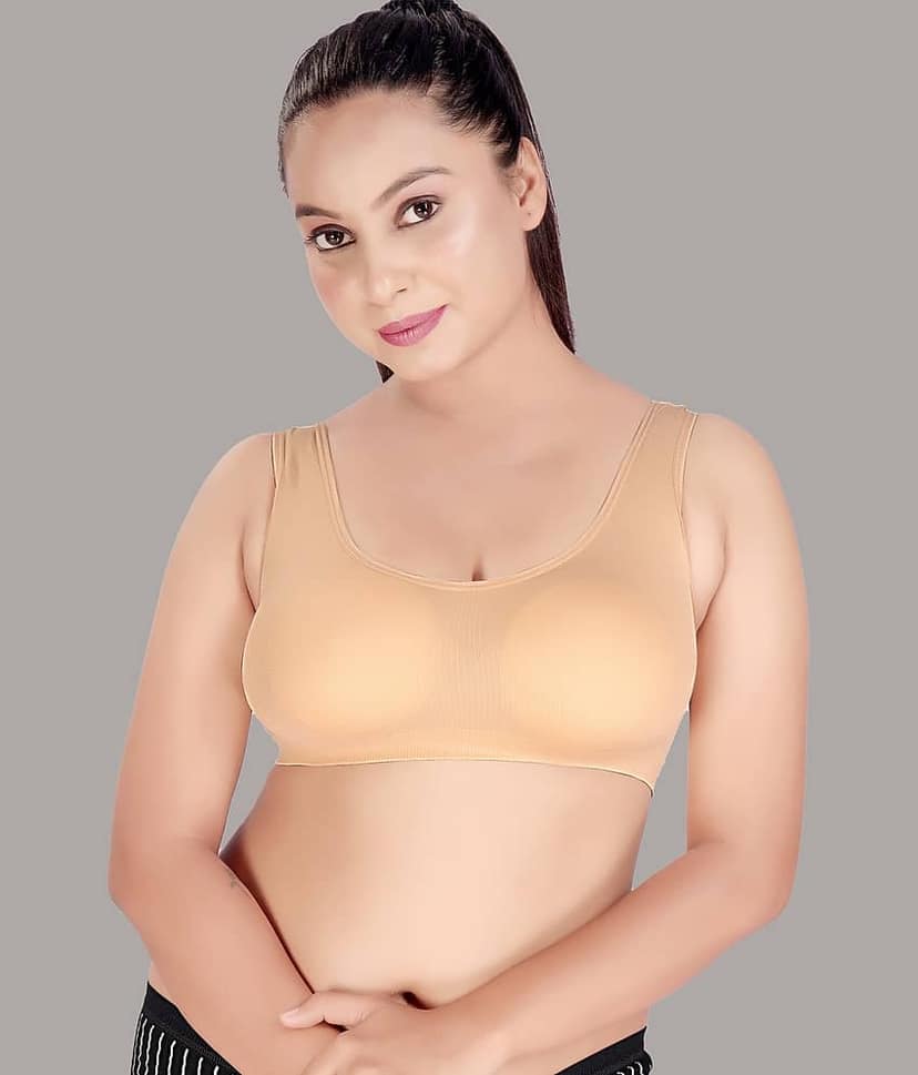 HAYA Polyester Non Padded Women's Cami bra ( Beige )