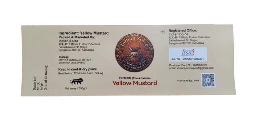 Indian Spice Premium Yellow Mustard (Peela Sarson) / Traditional Flavors, Authentic Blends (350gm) view 5