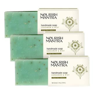 Nourish Mantra Handmade Bathing Soap Cardamom & Mint | No. 1 Soap | Fights Skin Infection | 100% Natural Soap | Handmade With No Artificial Fragrance - 125 gm (Pack of 3)