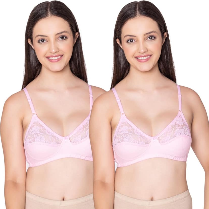 Bodycare polycotton wirefree adjustable straps designer net cup non padded bra-1535BB