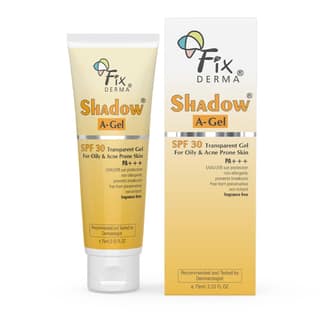 Fixderma Shadow A-Gel SPF 30+ Sunscreen Transparent Gel PA+++ | For Oily & Acne-Prone Skin | Broad Spectrum For UVA & UVB Protection | Lightweight | No White Cast | For Men & Women | 75gm Fixderma Shadow A-Gel SPF 30+ Sunscreen Transparent Gel PA+++ | Fo