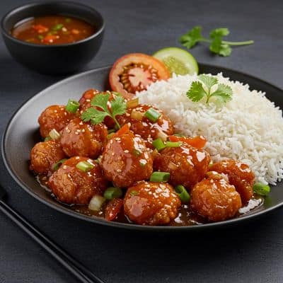 Chicken Manchurian , Rice