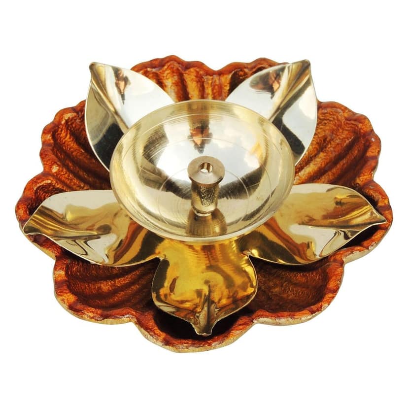 Brass Table Decor Oil Lamp Brass Deepak - Antique Finish Diya for Worship, Height : 1 Inch (ZMAS170 B) view 2