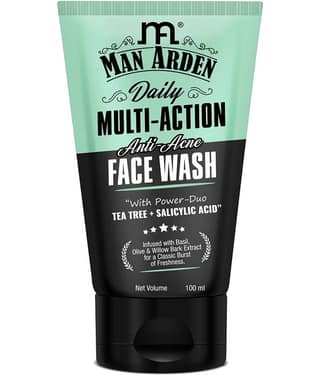 Man Arden Daily Multi-Action Anti Acne Face Wash For Oily Skin | With Power Duo Tea Tree + Salicylic Acid 1% for Acne-Prone Skin, 100 ml