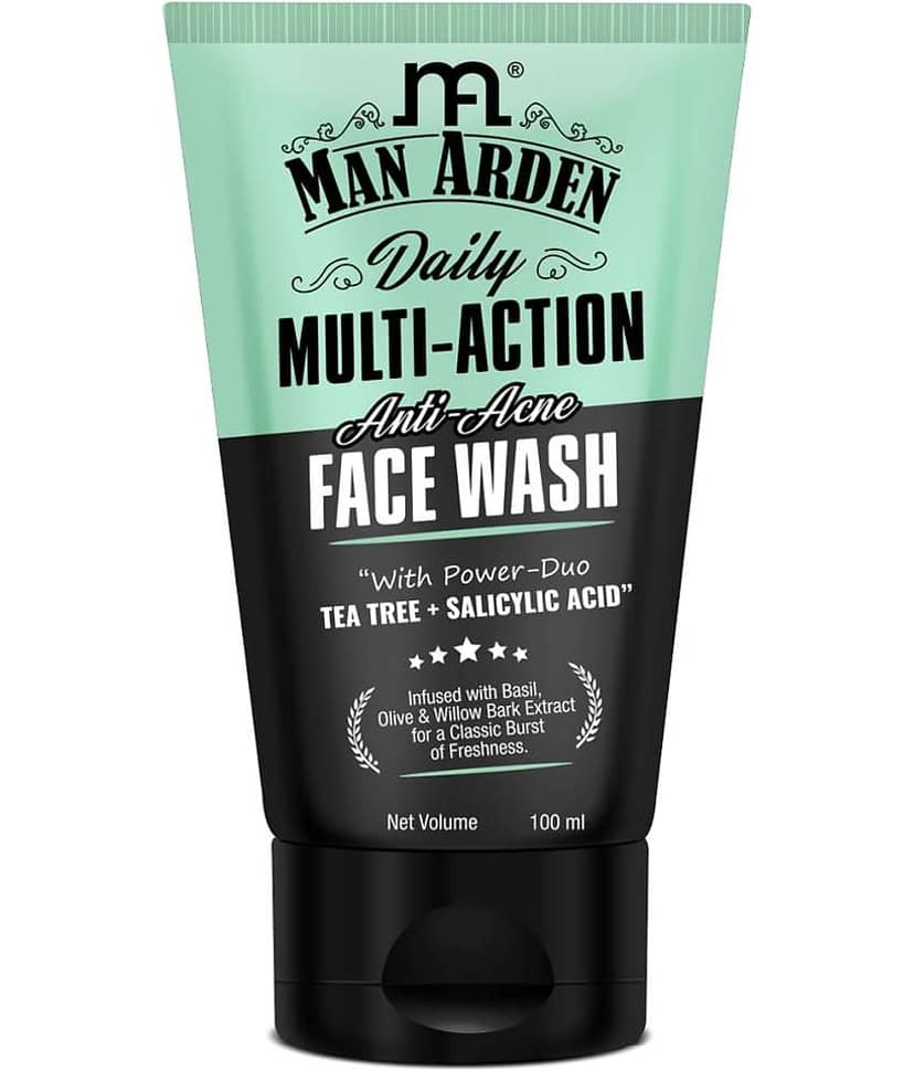 Man Arden Daily Multi-Action Anti Acne Face Wash For Oily Skin | With Power Duo Tea Tree + Salicylic Acid 1% for Acne-Prone Skin, 100 ml
