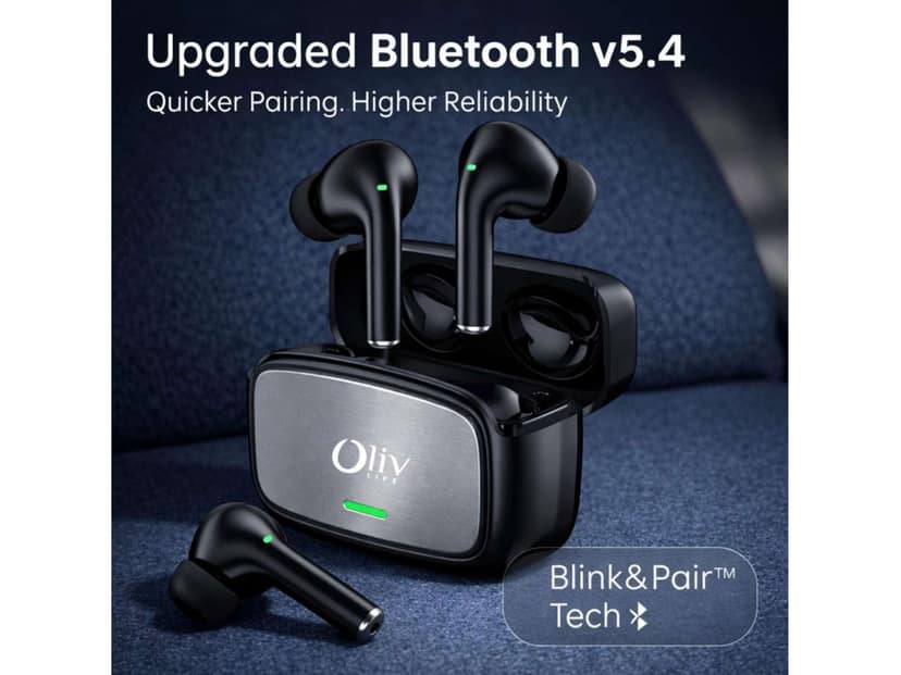 OlivLife VELO True Wireless Earbuds, Bluetooth 6.0 in-Ear Headphones with ENC Mic, 14H Playtime, Deep Bass, Premium Sound, Type-C Fast Charging Case - Black view 4