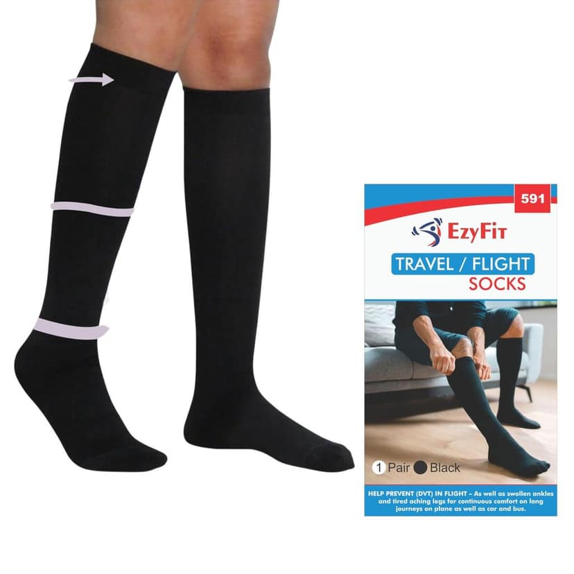 EZYFIT Medical Grade Travel Flight Socks | Graduated Compression 18-21 mmHg | For Men and Women