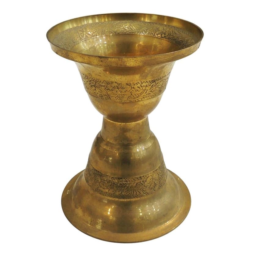 Brass Decorative Peekdaan Spittoon | Vintage Indian Home Decor, Height : 6 Inch (FMAS088 A) view 2
