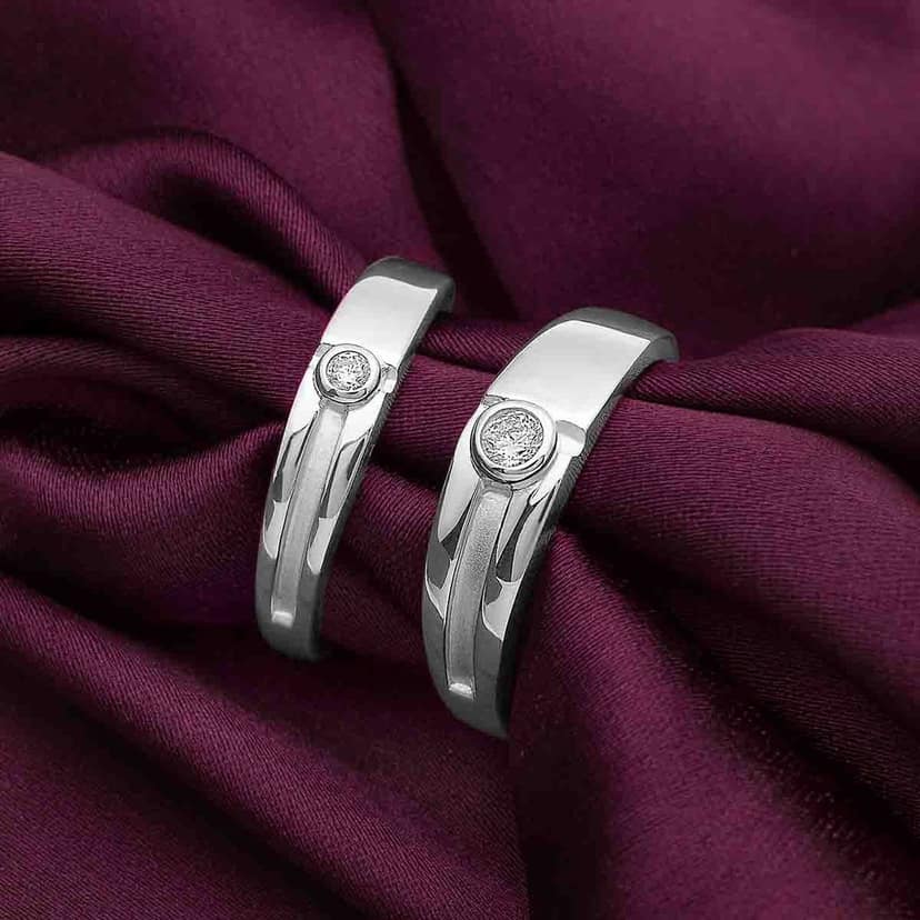 Silver Young Love Couple Rings view 3