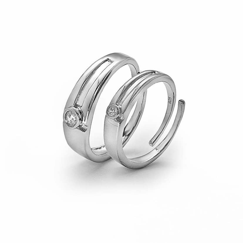 Silver Young Love Couple Rings view 5