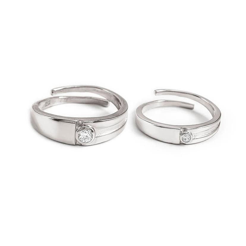 Silver Young Love Couple Rings view 6
