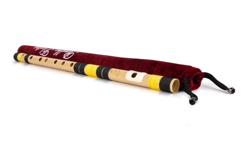 Radhe Flutes | Right Handed C Natural With Velvet Cover | Tuned With Tanpura A=440Hz | PVC Fiber | Black & Yellow view 2