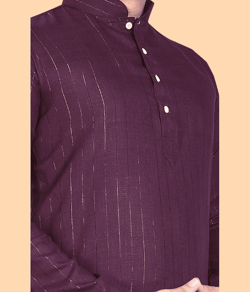 Balaji's Wine Cotton Blend Regular Fit Men's Kurta Pyjama Set ( Pack of 1 ) view 2