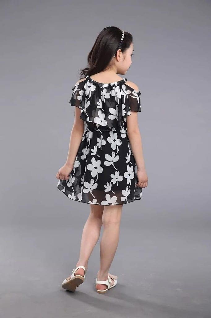 Buy & Try Girl's Georgette Floral Printed Frock Dress for Kids. view 7