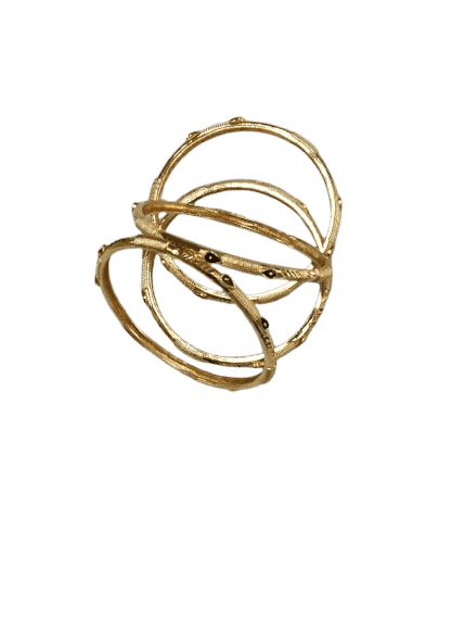 Gold Plated Bangles Set of 4 with Black Beads and Stone for Women view 2