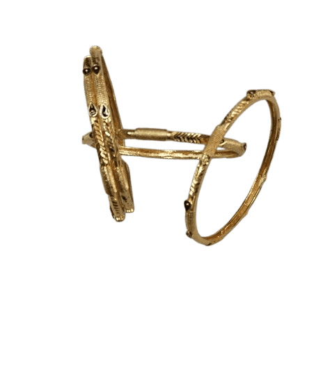 Gold Plated Bangles Set of 4 with Black Beads and Stone for Women view 3