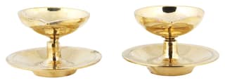Poompuhar Brass Paladai Oil Lamp Pair (6 cm x 3 cm x 6 cm, Yellow, Set of 2)