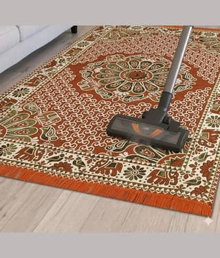 FURNISHING HUT Orange Cotton Carpet Embroidery 5x7 Ft