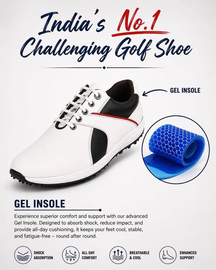 HITCARO Men Genuine Leather Lace-up Professional 100% Waterproof Premium Gold Golf Shoes view 7