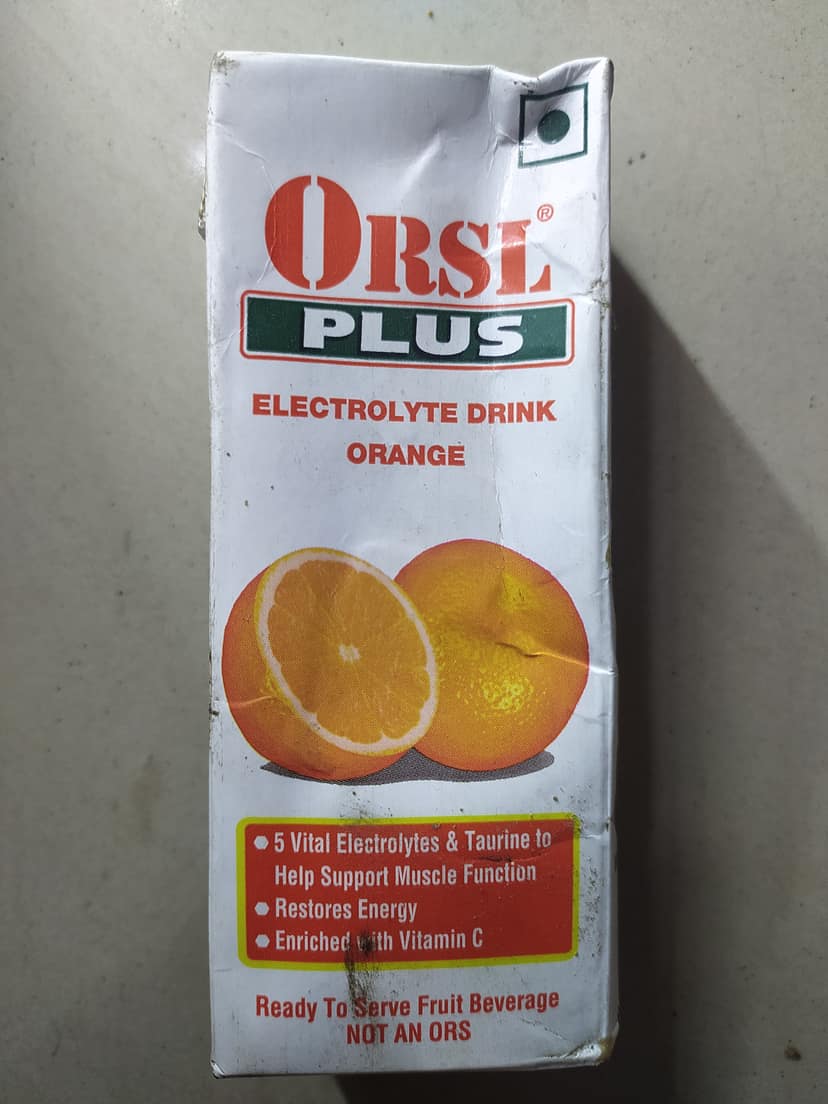 Orsl Plus Electrolyte drink Orange 5 vital electrolytes & taurine to Ready to serve fruit beverage Enriched ith vitamin c Restores energy