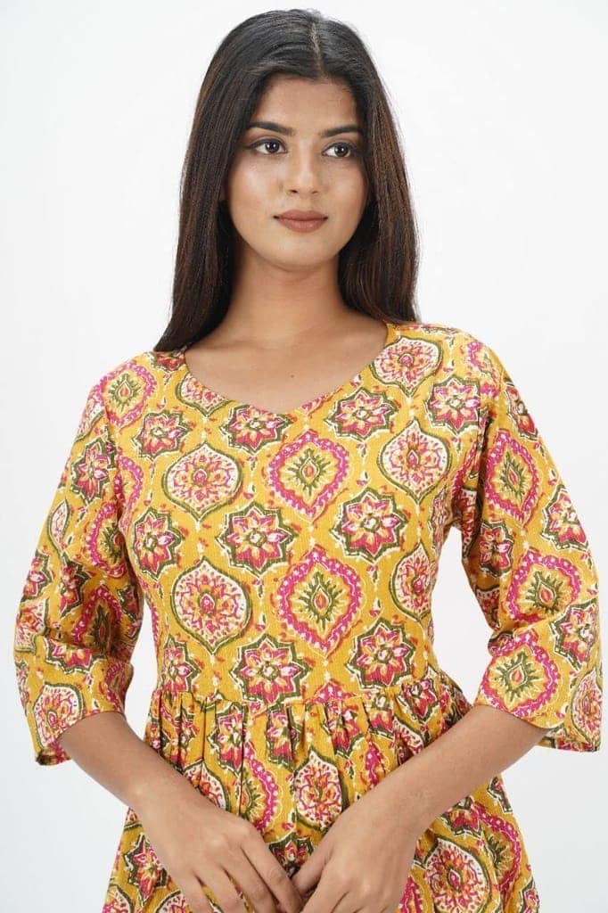 MANMAYEE Women's Cotton Floral Print Top | Latest Trendy Short Tunic Work Tops view 7