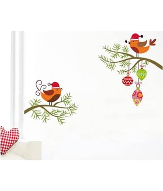 Asmi Collection Tree Branches Swinging Love Birds Romance & Love Sticker ( 100 x 100 cms )