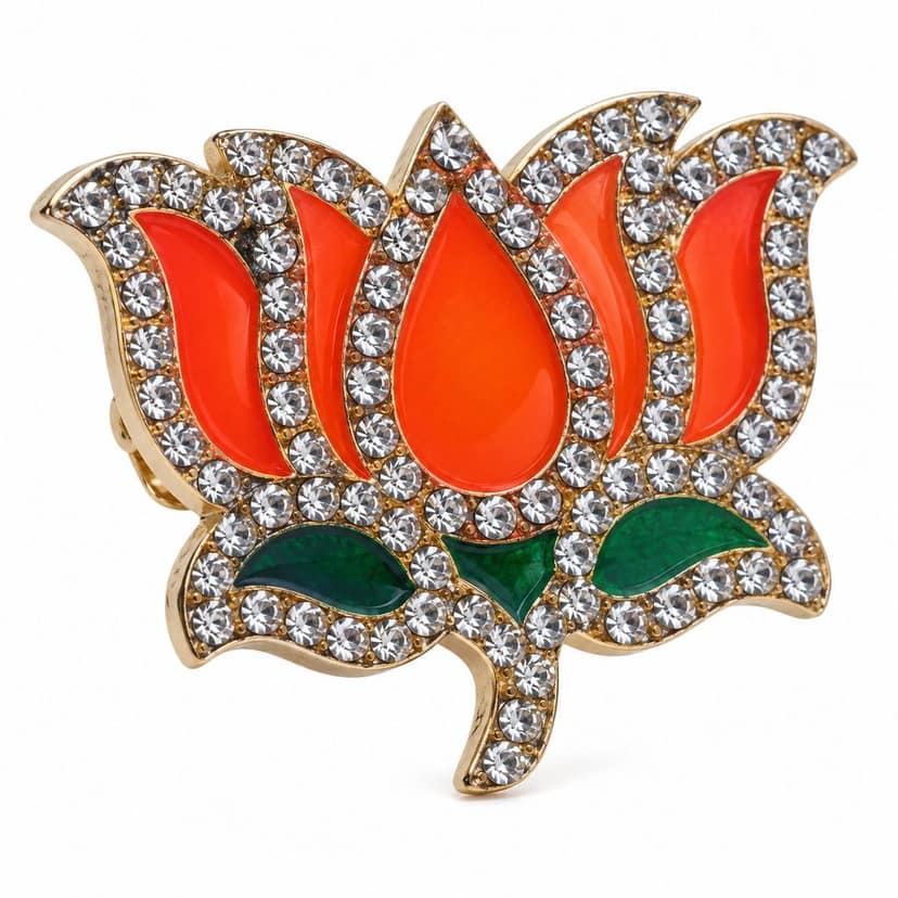 GEJUFF BJP Lotus Badge Pin, Kamal Nishan Party Symbol Brooch, Political Party Pin Badge for Karyakarta, Plastic Button Badge
