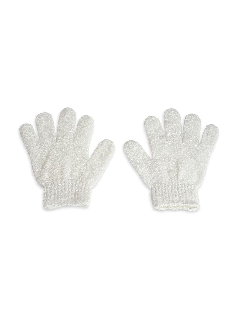 BUNGALOW BEAUTY Microfiber Exfoliating Loofah Body Hand Gloves for Bathing | Shower Gloves | Dry Skin | Dead Skin Cell Remover | Body Scrub | Skin Exfoliator for Body | Shower Gloves for Women (2 Pairs) (White) view 2