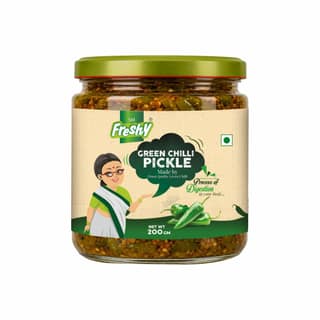 SM Freshy Green Chilli Pickle 200g, Spicy Green Chilli Achaar, Tangy & Flavourful Indian Pickle, Authentic Assam Style, Traditional Recipe, Perfect Meal Companion