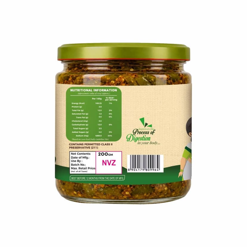 SM Freshy Green Chilli Pickle 200g, Spicy Green Chilli Achaar, Tangy & Flavourful Indian Pickle, Authentic Assam Style, Traditional Recipe, Perfect Meal Companion view 2