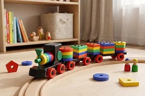 Shape Sorting Stacking Train Toy for Toddlers view 2