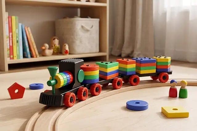 Shape Sorting Stacking Train Toy for Toddlers view 3