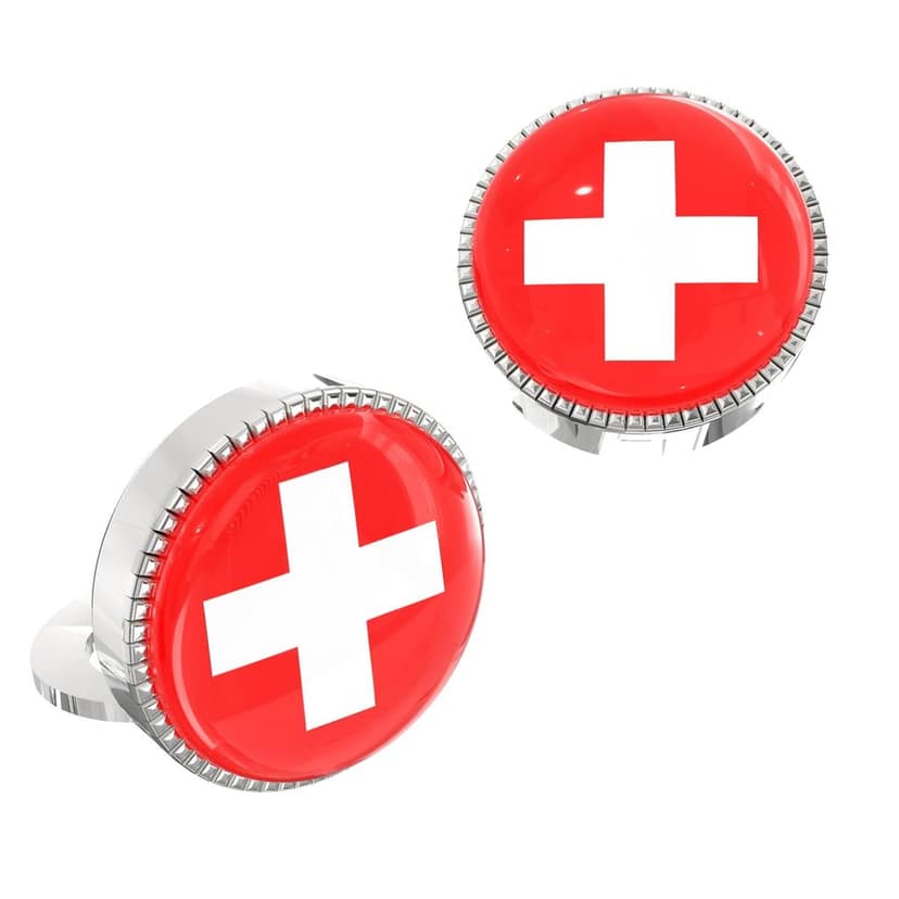 The Smart Buttons - Shirt Button Cover Cufflinks for Men - Switzerland Flag Style view 2