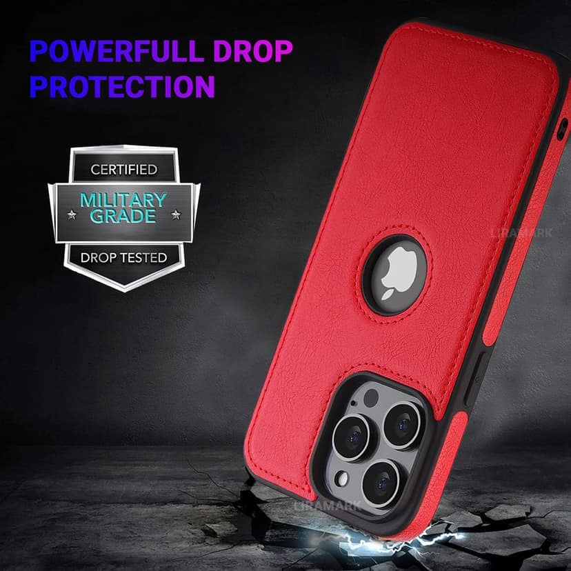 LIRAMARK PU Leather Flexible Back Cover Case Designed for iPhone 14 Pro (6.1 inch) view 5